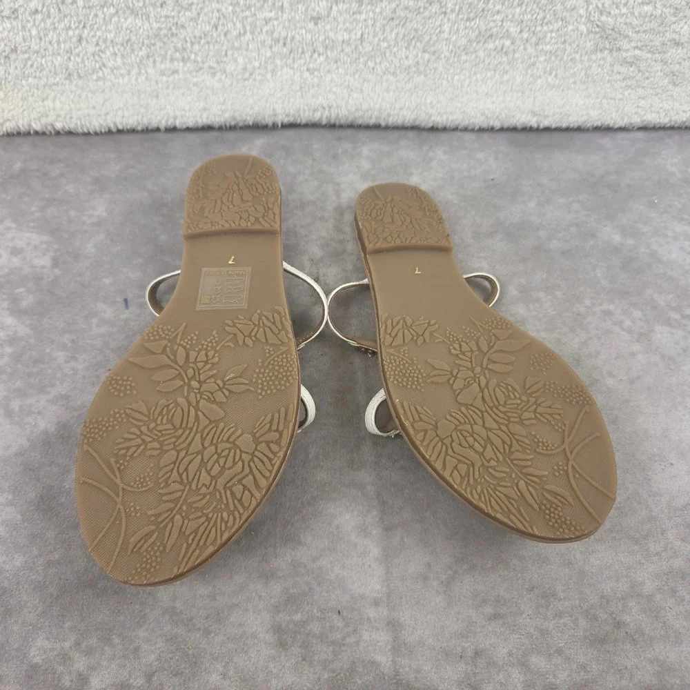 Lifestyle Michael Heiress Starfish Beaded Sandals White Tan Rose Gold Flat Thong